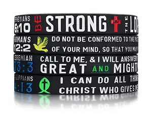 Großhandel "Power of Faith" Bibel Vers Armbänder Jesus Silikon Gummi Armband-Christian Religious Jewelry Geschenke