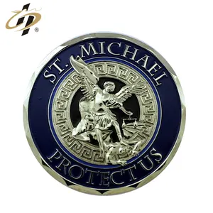2019 Saint Michael bảo vệ chúng ta mềm men kim loại được làm thách thức tiền xu