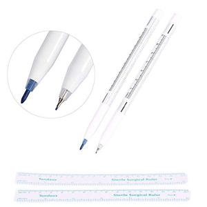Bedah Tip Spidol Kulit Marker <span class=keywords><strong>Pen</strong></span> Tato <span class=keywords><strong>Double</strong></span> Berakhir Ungu Tinta Pena dengan Penggaris