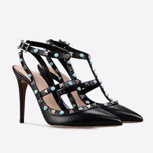 Tailingjia <strong>Name</strong> <strong>Brand</strong> Factory Handmade Rivets <strong>High</strong> <strong>Heel</strong> Leather Pumps Office <strong>Shoes</strong>