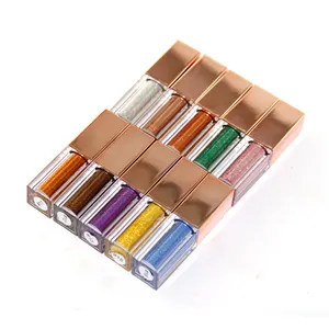 Maquillaje de etiqueta privada OEM, paleta de sombras de ojos líquidas con purpurina en 10 colores, sin grasa Animal, maquillaje de ojos sin humo