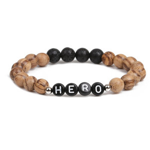 Cuentas de Lava naturales de 8mm, difusor curativo, pulsera de energía con letras en inglés de héroes - Product Image 4