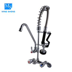 Endüstriyel duvara monte aşağı çekin paslanmaz çelik ön durulama su tasarrufu programı uzun lavabo musluklar İNGILTERE toptan - Product Image 1