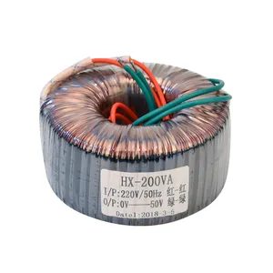 200VA ผู้ผลิตเดี่ยวเฟสการแยก Low ความถี่45V 0V Toroidal แหวน Power Transformer สำหรับวงจรขยายระบบเสียง