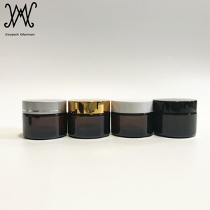 50g 1.75 oz dày thủy tinh màu hổ phách <span class=keywords><strong>salve</strong></span> kem jar với nắp màu đen container mỹ phẩm bao bì - Product Image 5