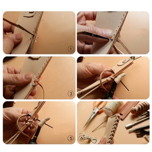 RTS DIY deri dikiş el sanatları aracı deri örgü iğnesi çift delikli deri halat dantel iğne - Product Image 6