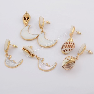 G1741-1 vendita Calda naturale ciprea shell vite prigioniera <span class=keywords><strong>orecchini</strong></span> conchiglia <span class=keywords><strong>orecchini</strong></span> <span class=keywords><strong>per</strong></span> collezione estate - Product Image 4