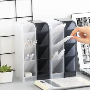 Praktische Transparante Kantoor 4 Grid Bureau Organizer Multi Functie Pen Houder Plastic