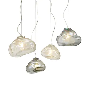 Pendant Lamp Hand Blown Glass Contemporary for Restaurant Modern Gray / Amber / Colorful / Clear