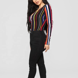 Service OEM à manches longues femmes <span class=keywords><strong>body</strong></span> <span class=keywords><strong>body</strong></span> à rayures sexy <span class=keywords><strong>col</strong></span> <span class=keywords><strong>v</strong></span> profond <span class=keywords><strong>body</strong></span> pour les femmes - Product Image 5