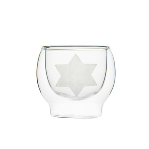 Alta calidad de <span class=keywords><strong>doble</strong></span> pared taza de cristal patrón Hexagonal de vidrio pyrex tazas de café - Product Image 1