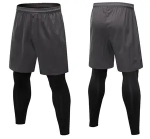 False Twp Pieces collant Quick Dry Elastic Fitness Training Sport <span class=keywords><strong>Leggins</strong></span> per uomo - Product Image 1