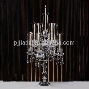 Commercio all'ingrosso Alto candelabri di cristallo oro 9 braccio centrotavola di nozze con vetro lungo <span class=keywords><strong>hurricanes</strong></span> - Product Image 3