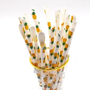 RainbowBear Paper Spoon Straws Pineapple Design for Shaved Ice
