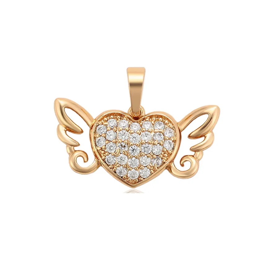Pendentif en pierre précieuse plaqué or, collier en forme de cœur et d'aile, vente en gros, 34097 Xuping
