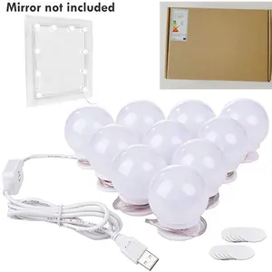 10pcs LED 거울 전구-USB 유형 허영 테이블 세트에 대 한 스마트 조 광 기 led 허영 거울 조명 키트 3 색 조명 모드