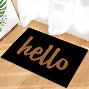 Barato preto Design simples texto poliéster personalizado engraçado capacho banho tapete