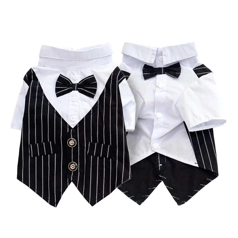 Pet Accessories Wedding Shirt Formal TuxedoとBlack Tie Stylish Suit Bow Tie Costume For Dogs Pet Clothes