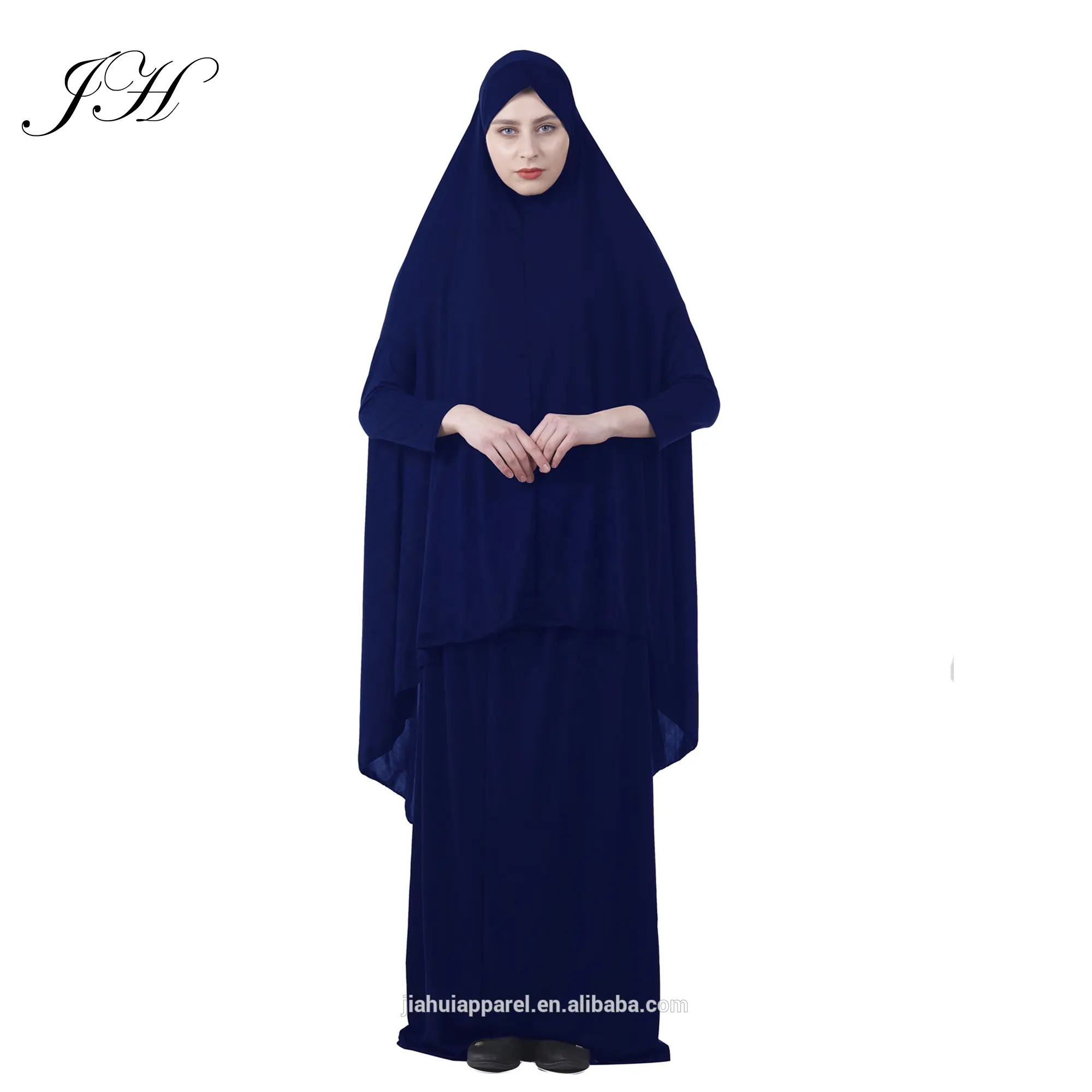 2019 New Arrival Solid Color Two Piece Abaya Dress Jilbab Muslim Prayer Dresses Long Hijab Islamic Clothes