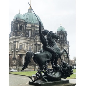 Beroemde Grote Metalen Antieke Bronzen Naakt <span class=keywords><strong>Man</strong></span> Standbeeld Paard Doden Leeuw Sculptuur - Product Image 2