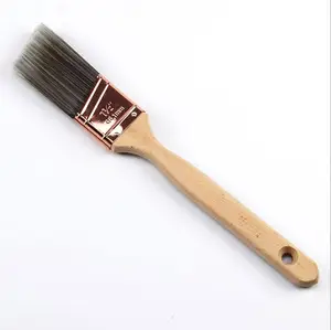 Customized nylon polyester filaments wooden handle paint brush long handle angle paint brush