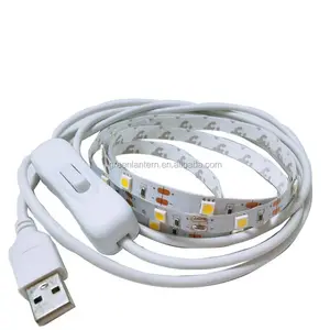 1m 5V USB LED灯条SMD5050柔性白/暖白色led灯IP65防水灯开/关开关