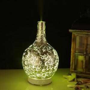 Difusor de aceite esencial de ámbar iridiscente de vidrio de mosaico craquelado, <span class=keywords><strong>humidificador</strong></span> de carcasa de aromaterapia 100ml - Product Image 1