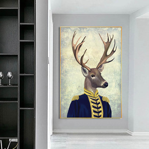 Arte Mural Moderno, Decoración Personalizada para el Hogar, Pintura de Cabeza de Animal en Cuerpo Humano - Product Image 4