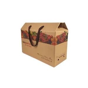 Caja de cartón para embalaje de frutas y verduras con asa