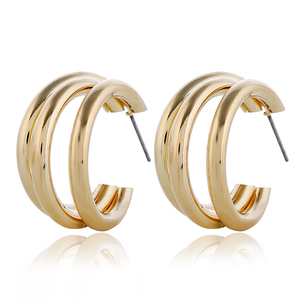 Mode Gold Ohrringe einfacher Schmuck für Frauen täglich tragen Creolen Großhandel N94288