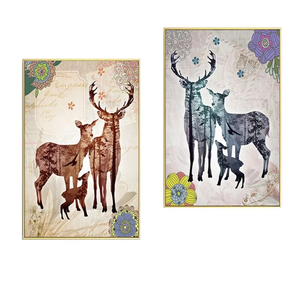 Stampato Animale Decorativo di Arte Cervi Pittura Della Tela di Canapa Cornice della Tela di canapa Stampe di Animali