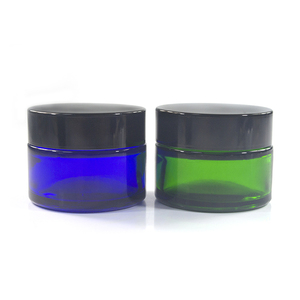 Envases de cosméticos embalaje 15g 30g 50g ámbar negro verde azul claro tarro de crema de vidrio negro de aluminio tapa - Product Image 6