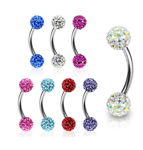 Multi Crystal-bolas de Ferido 316L, acero quirúrgico, <span class=keywords><strong>Piercing</strong></span> <span class=keywords><strong>falso</strong></span>, curva, anillos para cejas - Product Image 1