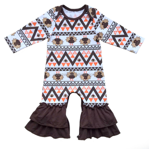 Venta al por mayor boutique ropa de bebé otoño rayas de manga larga mameluco leopardo mexicano sarape mameluco - Product Image 4