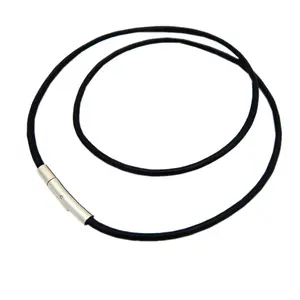 2/3/4/5mm wholesale diy silver plated clasp Black leather Cord String Necklace
