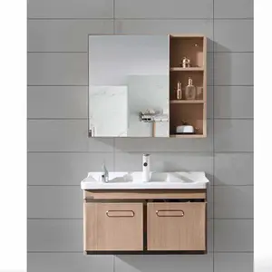 Colore del legno bagno vanità parete-appeso armadio nuovo design impermeabile vanity