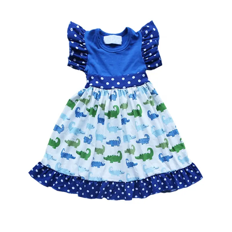0-12 שנים ילדה שמלת שמלת עיצוב כותנה תינוקת קיץ דינוזאור שמלת שמלת עיצוב פעוטות מפלגה שמלה