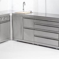 Vermonhouzz Portable Classique En Acier Inoxydable BBQ Cuisine Meubles