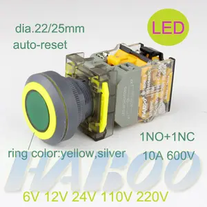 Dia.22/25mm led ultrafinos moda cabeça auto-reset botão interruptor levou interruptor de iluminação 6 V 12 V 24 V 110 V 220 V