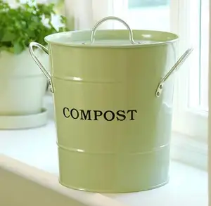 Gegalvaniseerd Metaal Keuken Compost Emmer Houtskool Filter Opslag Prullenbak Compost Bin Opslag Compost Emmer