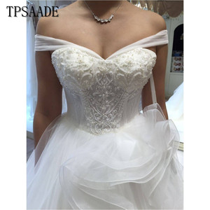 A strati Organza Offerta Spalla Perle Perline di Cristallo Abito <span class=keywords><strong>Da</strong></span> <span class=keywords><strong>Sposa</strong></span> Modello WF471 - Product Image 1