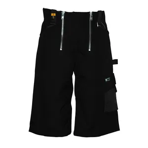 Mannen Cargo Black Korte Werk Broek met kniebeschermers