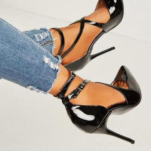 Scarpe pump in <span class=keywords><strong>pelle</strong></span> verniciata con cinturino a spillo a spillo a punta Sexy da donna - Product Image 3