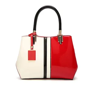 도매 제조 업체 직접 판매 숙녀 가방 미국 스타일 믹스 컬러 특허 가죽 가방 여성 가방 럭셔리 핸드백