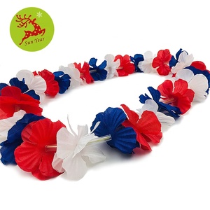 4th of July Decoration Led Flashing Artificial Fabric Hawaii <strong>Flower</strong> <strong>Leis</strong> - Product Image 3