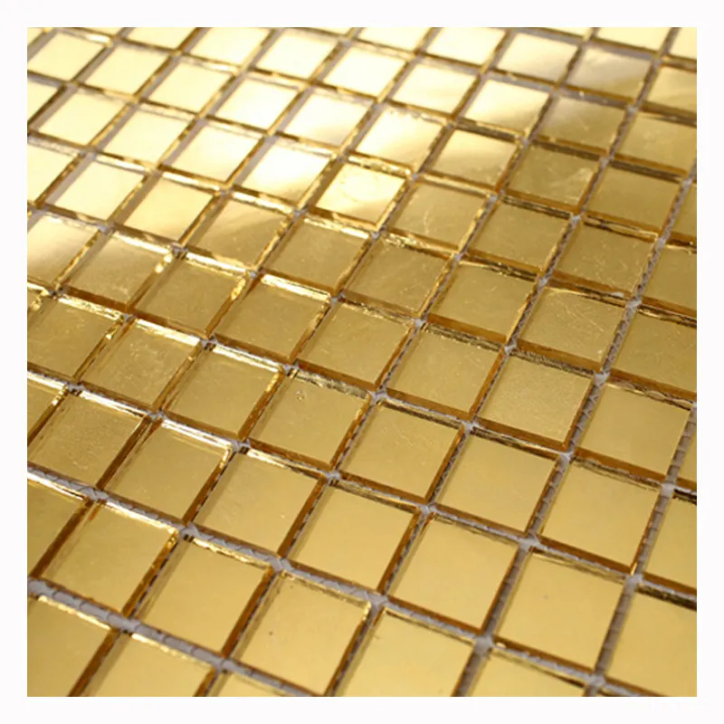 20x20x4mm piazza a forma di piatto 24 K oro fondo di colore tessere di mosaico di vetro per la parete oro mattonelle di mosaico piscina mosaico oro decor