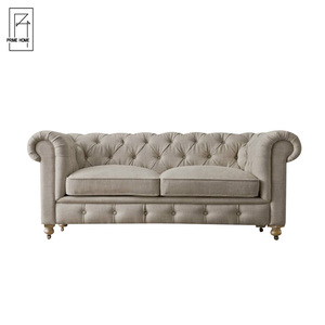 Apoyo personalización tela de buena calidad 2 plazas de lino antiguo sofá muebles - Product Image 1