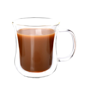 Borosilicate <span class=keywords><strong>double</strong></span> wall glass coffee cup/milk/wine with handle 8 oz/<span class=keywords><strong>250</strong></span> <span class=keywords><strong>ml</strong></span> - Product Image 2
