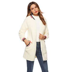 Fábrica de Guangzhou diseño Casual de <span class=keywords><strong>terciopelo</strong></span> acanalado manguito de manga larga de las mujeres de invierno otoño abrigos - Product Image 1
