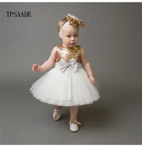 Lovely Little Baby Sequin Bow Belt Knee-Length Wedding Dress WF304